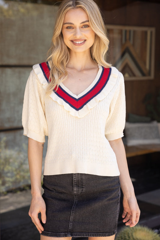 Lindsey Striped V-Neck Sweater
