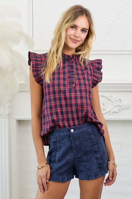 Mariana Plaid Ruffle Top