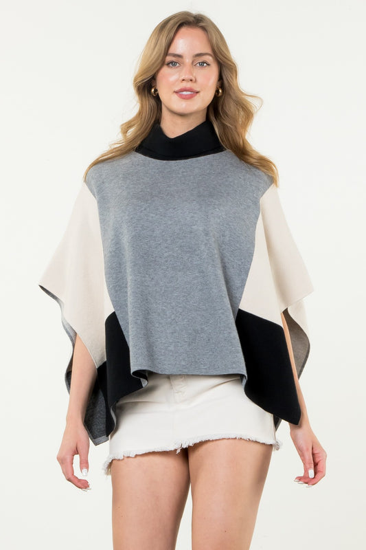 Jane Colorblock Poncho