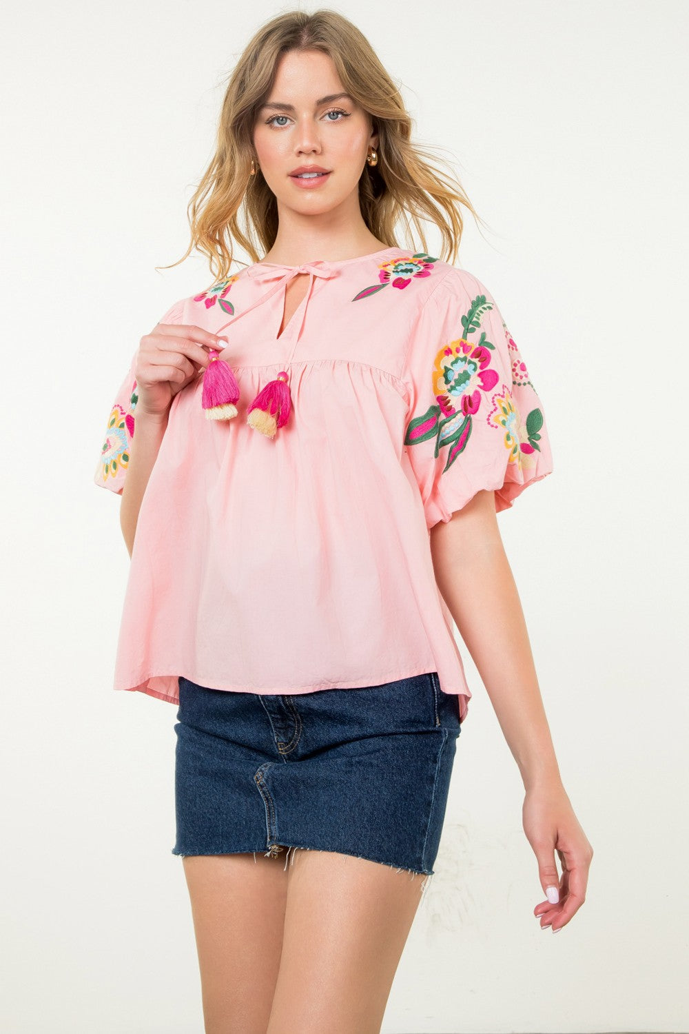 Parker Embroidered Puff Sleeve Top