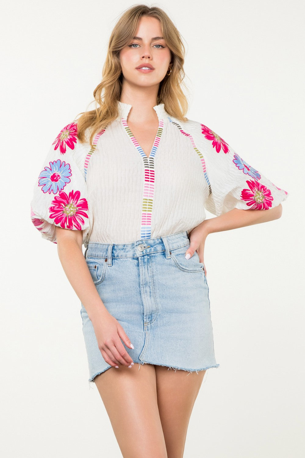 Elizabeth Textured Embroidered Top