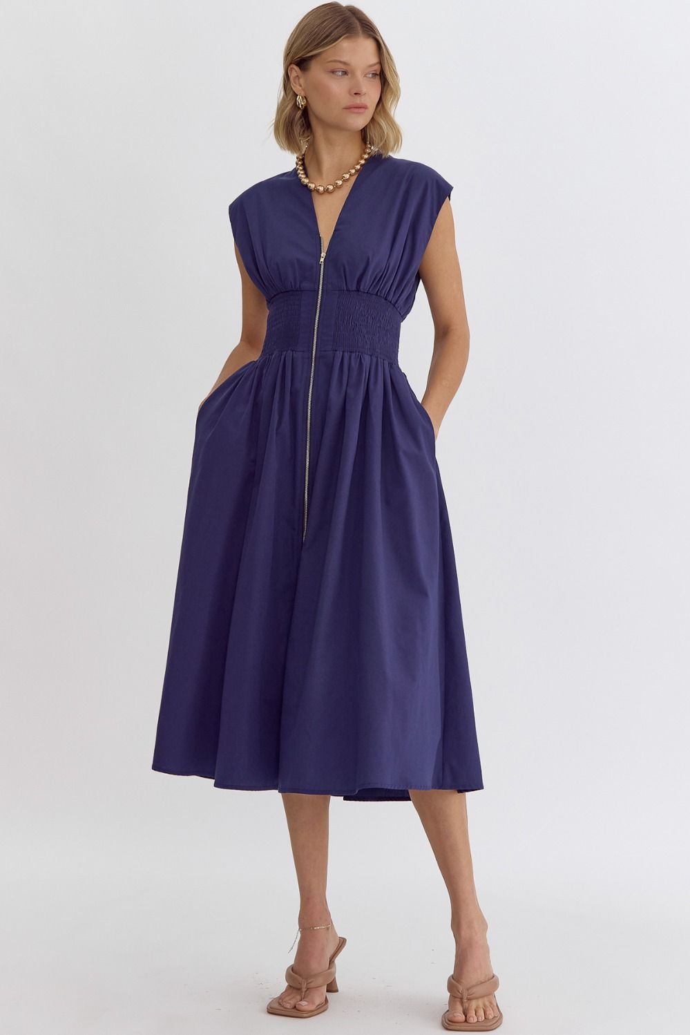 Cassie Zip-Up Midi Dress