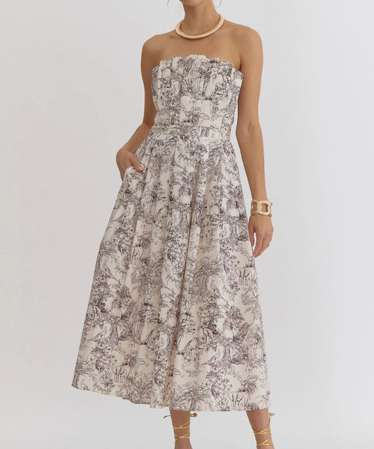Bonnie Strapless Printed Dress